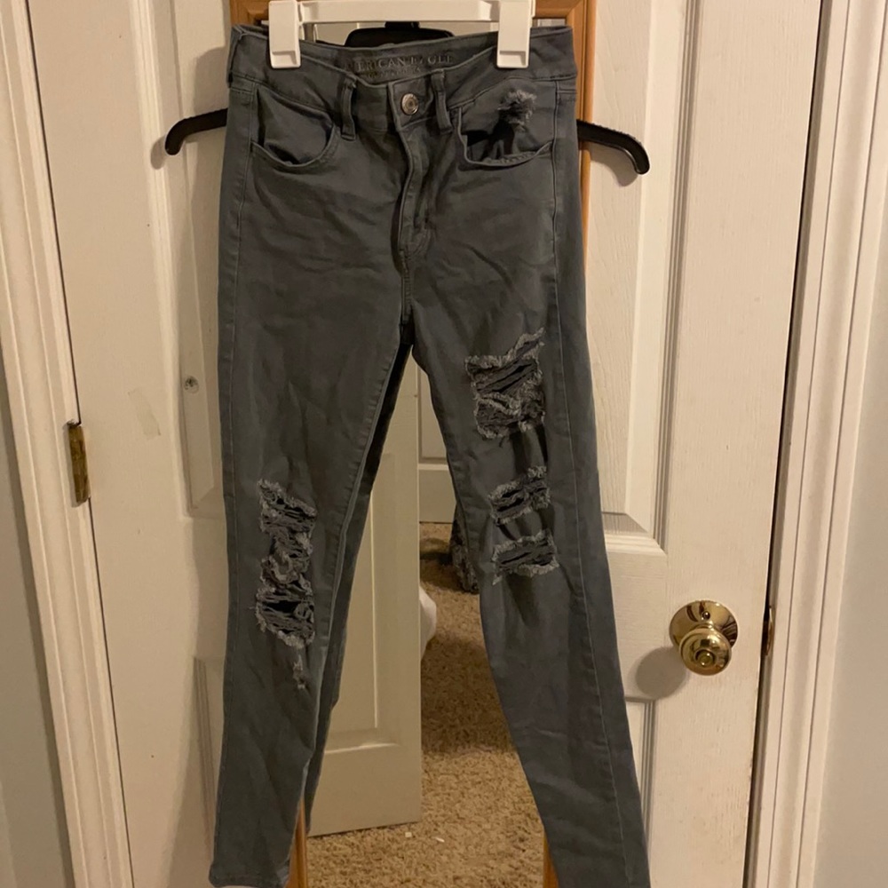 American Eagle gray super stretch jeans size 4